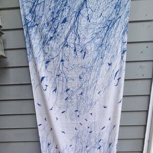Ganz Esther Lily Birds in Trees Scarf Blue White